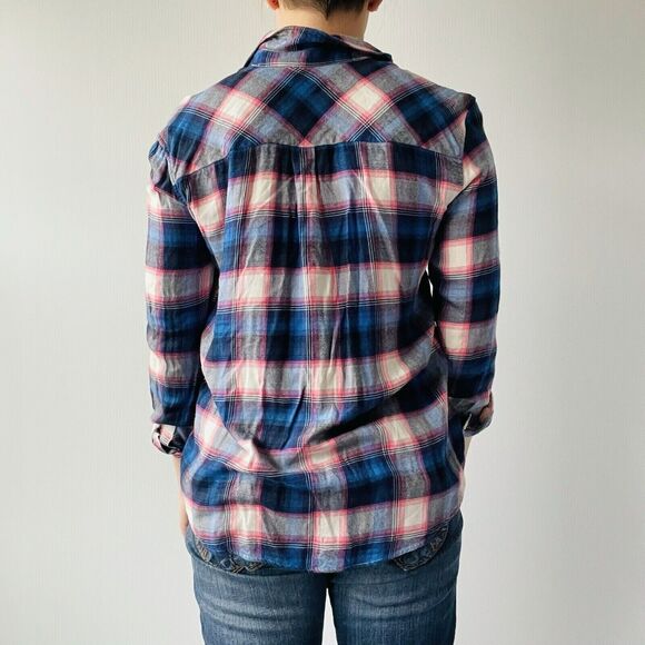 Gap Pendleton Flannel Shirt Boyfriend Fit Button Down Pink Blue Comfy Size Small - Picture 3 of 12